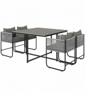 Outsunny Rattan Dining Set, Rattan Cube Dining Sets w/ Space-saving Design