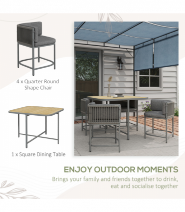 Outsunny Rattan Dining Sets, Cube Garden Furniture w/ Space-saving Design, Grey