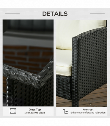 Outsunny Rattan Garden Furniture Sofa Set, 2 Armchairs 2 Footstools Table White