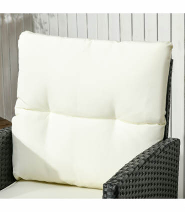 Outsunny Rattan Garden Furniture Sofa Set, 2 Armchairs 2 Footstools Table White