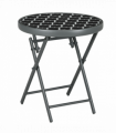 Outsunny Round Folding Side Table w/ Imitation Marble Glass Top, Black & White