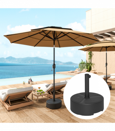 Outsunny Round Garden Parasol Base, Sand/Water Filled Parasol Stand, Black