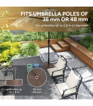 Outsunny Round Garden Parasol Base, Sand/Water Filled Parasol Stand, Black