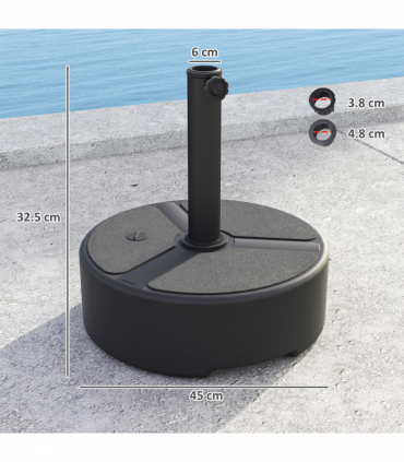 Outsunny Round Garden Parasol Base, Sand/Water Filled Parasol Stand, Black