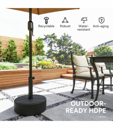 Outsunny Round Garden Parasol Base, Sand/Water Filled Parasol Stand, Black