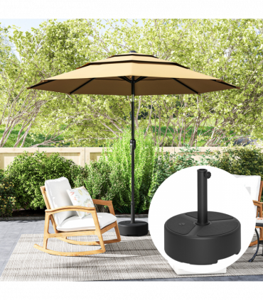 Outsunny Round Garden Parasol Base, Sand/Water Filled Parasol Stand, Black