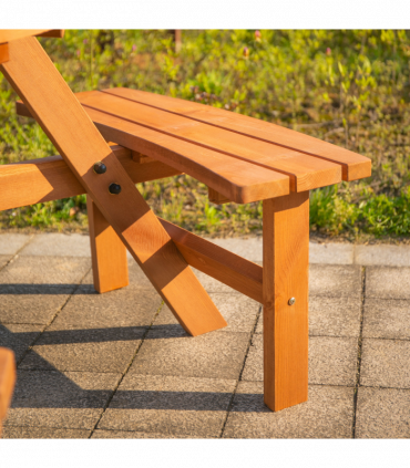 Outsunny Round Table W/3 Attached Benches-Fir Wood