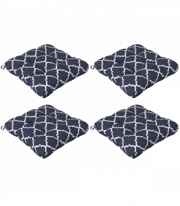 Outsunny Set of 4 Outdoor Seat Cushion with Ties, for Garden Furniture, Blue