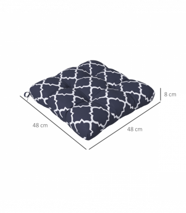 Outsunny Set of 4 Outdoor Seat Cushion with Ties, for Garden Furniture, Blue