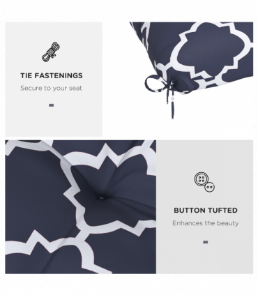 Outsunny Set of 4 Outdoor Seat Cushion with Ties, for Garden Furniture, Blue