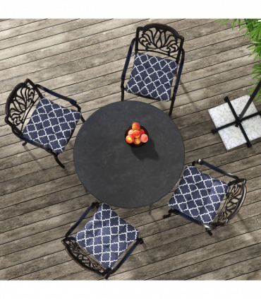 Outsunny Set of 4 Outdoor Seat Cushion with Ties, for Garden Furniture, Blue