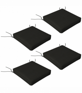 Outsunny Set of 4 Outdoor Seat Cushion with Ties, for Patio Furniture, Black