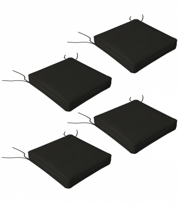 Outsunny Set of 4 Outdoor Seat Cushion with Ties, for Patio Furniture, Black