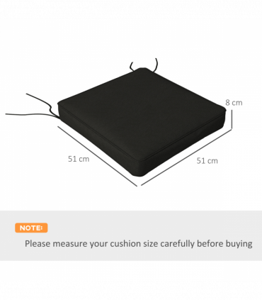Outsunny Set of 4 Outdoor Seat Cushion with Ties, for Patio Furniture, Black
