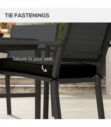 Outsunny Set of 4 Outdoor Seat Cushion with Ties, for Patio Furniture, Black
