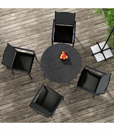 Outsunny Set of 4 Outdoor Seat Cushion with Ties, for Patio Furniture, Black