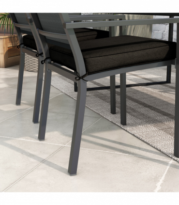 Outsunny Set of 4 Outdoor Seat Cushion with Ties, for Patio Furniture, Black