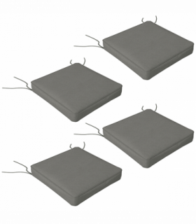 Outsunny Set of 4 Outdoor Seat Cushion with Ties, for Patio Furniture, Grey