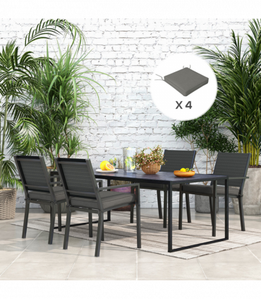 Outsunny Set of 4 Outdoor Seat Cushion with Ties, for Patio Furniture, Grey