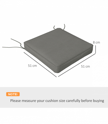 Outsunny Set of 4 Outdoor Seat Cushion with Ties, for Patio Furniture, Grey