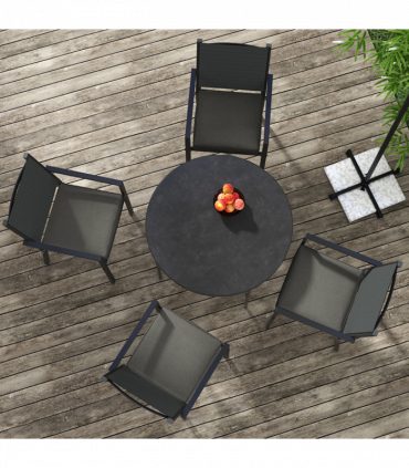 Outsunny Set of 4 Outdoor Seat Cushion with Ties, for Patio Furniture, Grey