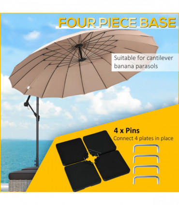 Outsunny Set of 4 Parasol Base Stand Weights for Cantilever Umbrella, Black