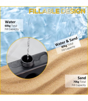 Outsunny Set of 4 Parasol Base Stand Weights for Cantilever Umbrella, Black