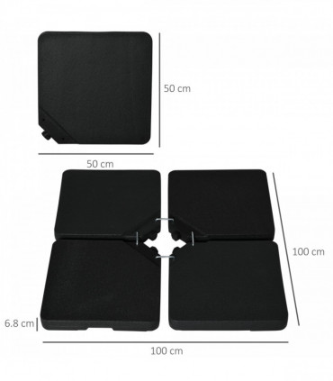 Outsunny Set of 4 Parasol Base Stand Weights for Cantilever Umbrella, Black