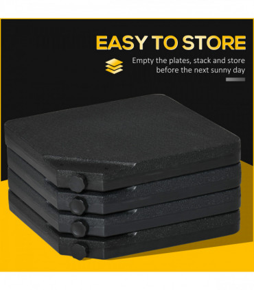 Outsunny Set of 4 Parasol Base Stand Weights for Cantilever Umbrella, Black