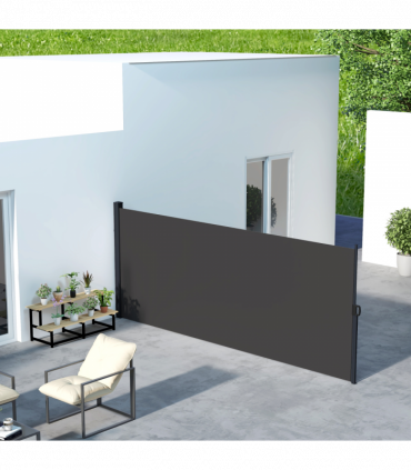 Outsunny Side Awning Retractable, Outdoor Privacy Screen, 400x160cm, Black