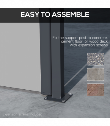 Outsunny Side Awning Retractable, Privacy Screen, 400x180cm, Light Grey