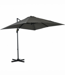 Outsunny Square Cantilever Roma Parasol 360� Rotation w/ Hand Crank, Grey