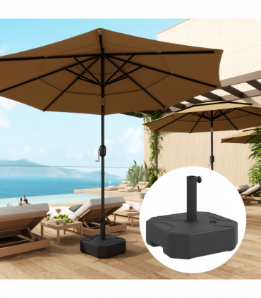 Outsunny Square Garden Parasol Base, Sand/Water Filled Parasol Stand, Black