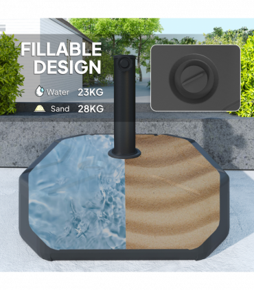 Outsunny Square Garden Parasol Base, Sand/Water Filled Parasol Stand, Black