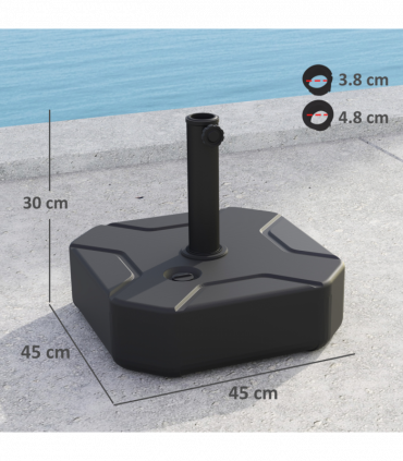 Outsunny Square Garden Parasol Base, Sand/Water Filled Parasol Stand, Black