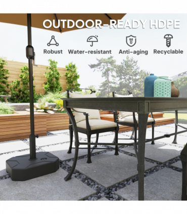 Outsunny Square Garden Parasol Base, Sand/Water Filled Parasol Stand, Black