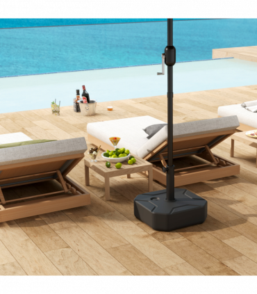 Outsunny Square Garden Parasol Base, Sand/Water Filled Parasol Stand, Black