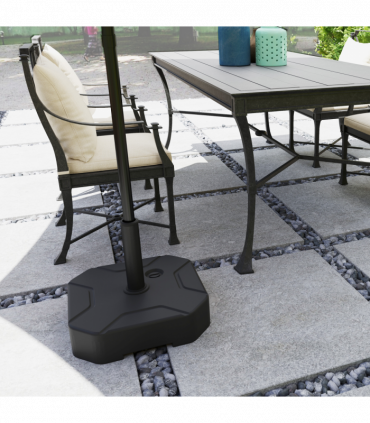 Outsunny Square Garden Parasol Base, Sand/Water Filled Parasol Stand, Black