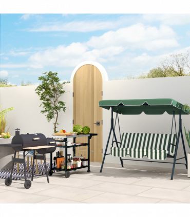 Outsunny Stainless Steel Outdoor Grill Cart with Folding Side table, 2 Wheels