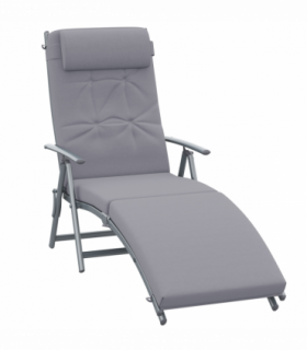 Outsunny Steel Frame Outdoor Garden Padded Sun Lounger w/ Pillow Grey