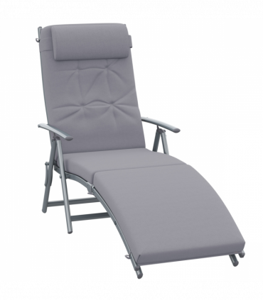 Outsunny Steel Frame Outdoor Garden Padded Sun Lounger w/ Pillow Grey