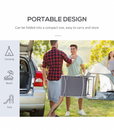 Outsunny Steel Frame Outdoor Garden Padded Sun Lounger w/ Pillow Grey