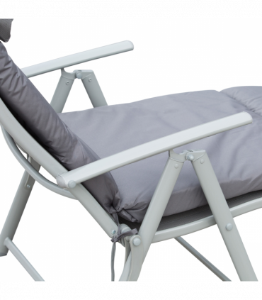 Outsunny Steel Frame Outdoor Garden Padded Sun Lounger w/ Pillow Grey