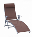 Outsunny Sun Lounger Recliner w/ Pillow Foldable 7 Levels Texteline Brown
