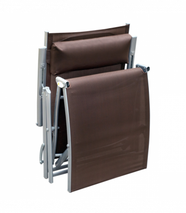 Outsunny Sun Lounger Recliner w/ Pillow Foldable 7 Levels Texteline Brown