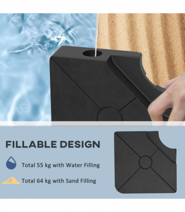 Outsunny Umbrella Weights for Offset Parasols, 64kg Sand/55kg Water Filled