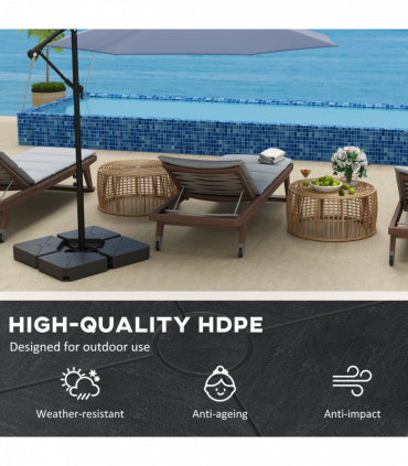 Outsunny Umbrella Weights for Offset Parasols, 64kg Sand/55kg Water Filled