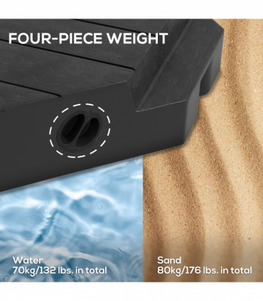 Outsunny Umbrella Weights for Offset Parasols, 80kg Sand or 60kg Water Filled