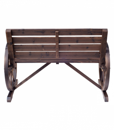 Outsunny Wagon Wheel Wooden Bench-Brown