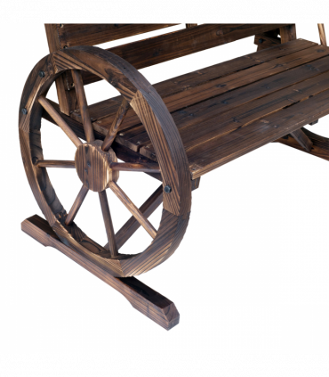 Outsunny Wagon Wheel Wooden Bench-Brown